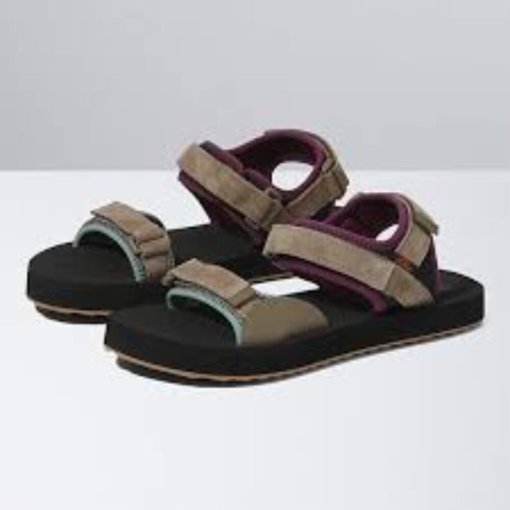 NWT VANS Outdoor Suede Tri-Lock Sandals Comfort Footbed Tread Soles Walnut - 10